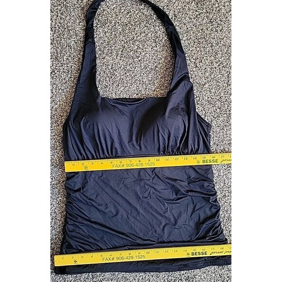 Lands' End Black Reg 14 D Halter Swim Top Ruched Solid Padded Bra Womens  S804 - Picture 6 of 9